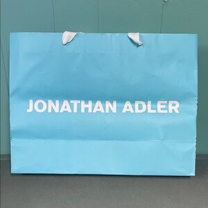 JONATHAN ADLER AQUA BLUE LARGE EMPTY PAPER SHOPPING BAG WITH CLOTH HANDLES